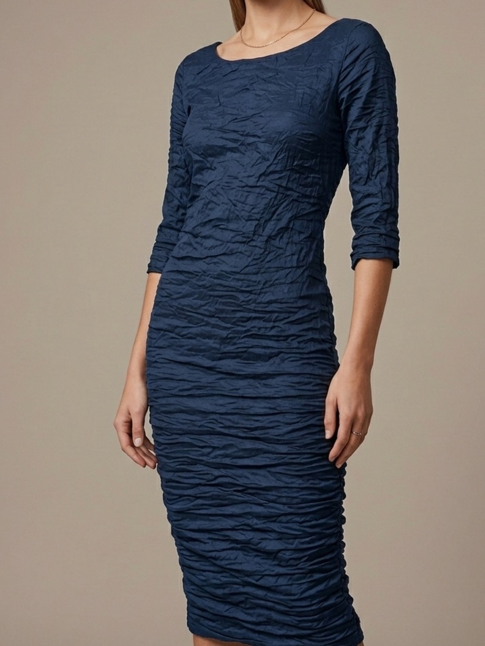 Sarah Pacini Blue Ruched Sheath Dress